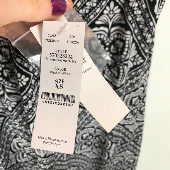 Reversible NWT White House Black Market Print Sleeveless Halter Neck Dress XS - Picture 8 of 12